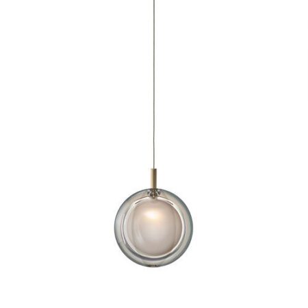Lens Single Hanglamp - Wit glas - Geborsteld goud