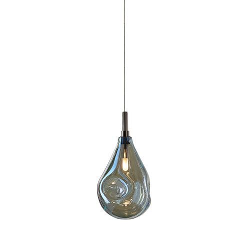 Soap Mini Single Hanglamp - Blauw glas - Antraciet fitting