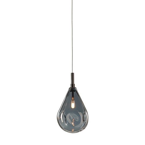 Soap Mini Single Hanglamp - Zilver glas - Antraciet fitting