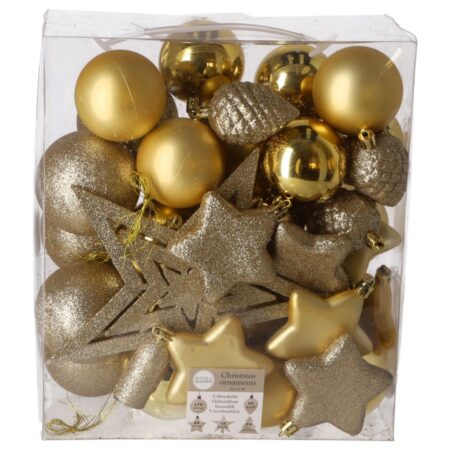 Boom decoratie onbreekbaar goud 40stuks |