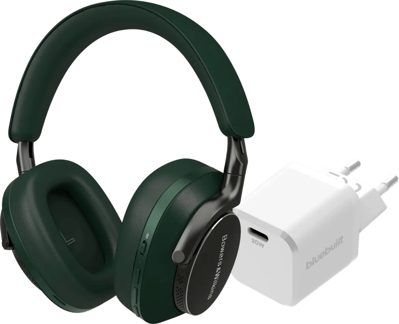 Bowers & Wilkins Px8 Groen + BlueBuilt Power Delivery Oplader met Usb C Poort 20W Wit