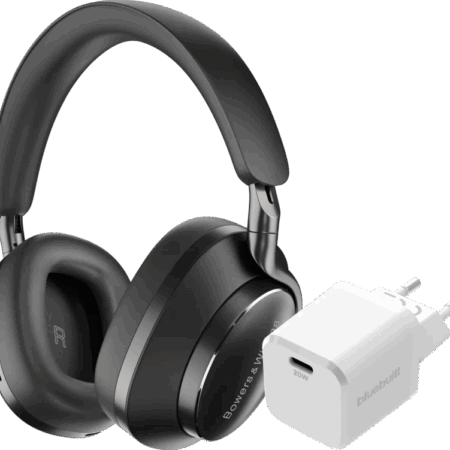 Bowers & Wilkins Px8 Zwart + BlueBuilt Power Delivery Oplader met Usb C Poort 20W Wit