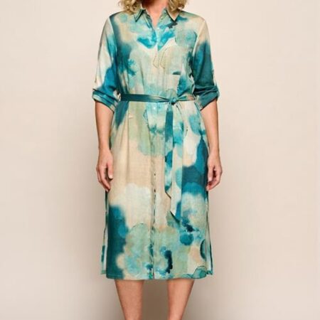 Bowie Print Jurk Blauw Maxi