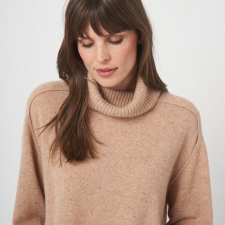 Boxy coltrui van duurzaam kasjmier met tweed-effect
