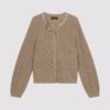 Boxy ribgebreid vest met parelaccent