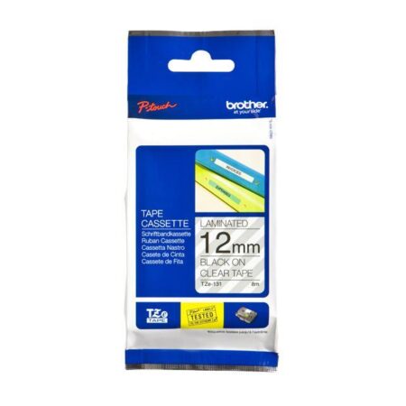 TZe-131 lettertape 12mm zwart/transparant