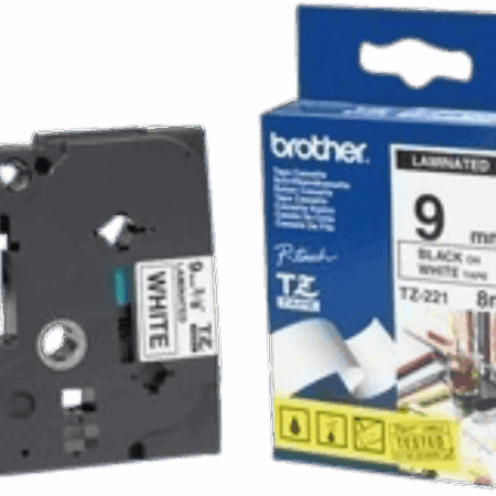 Brother TZe-221 Zwart op Wit (9 mm x 8 m)