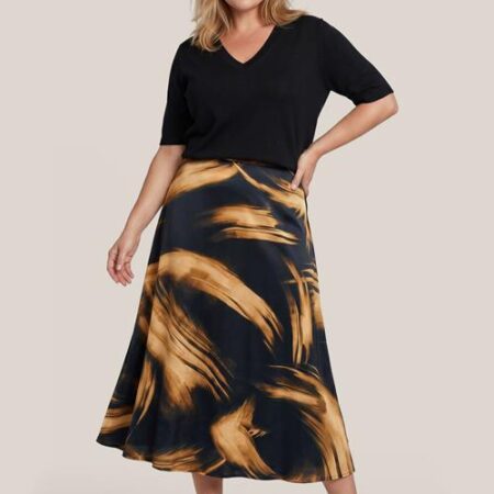 Caila Print Rok Zwart / Goud Maxi