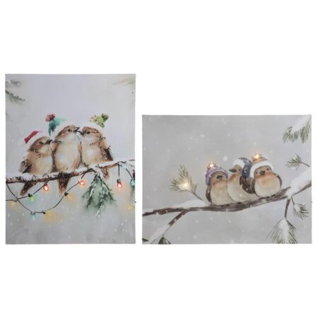 Canvas vogeltjes met 3LED 30x40cm | Svenska Living