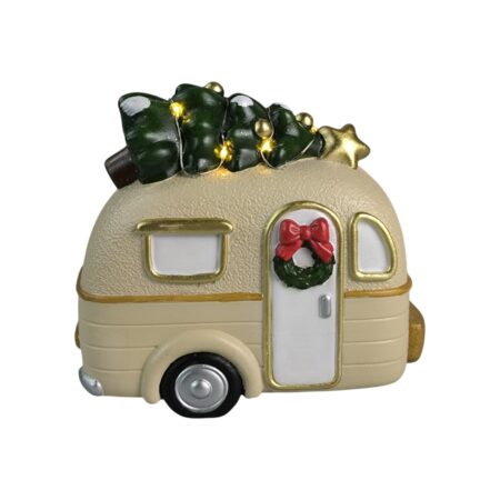 Caravan LED met everlands kunstkerstboom 15.8x9.7x14cm | Mansion Atmosphere