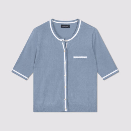 Cardigan met contrastbiezen van katoen-viscose