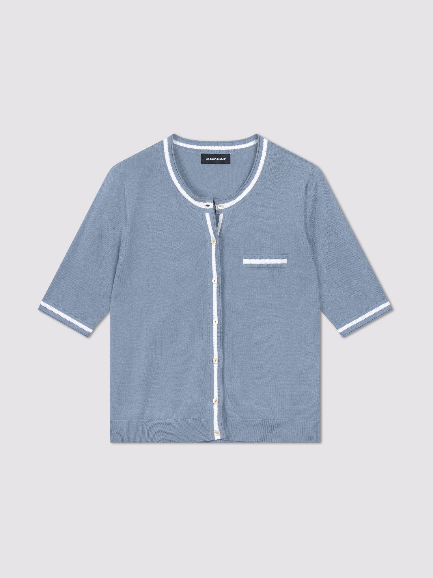 Cardigan met contrastbiezen van katoen-viscose