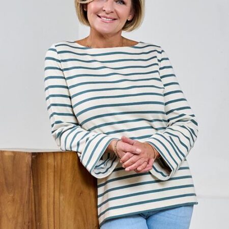Caroline Tensen Chester Streep Top Ecru / Groen