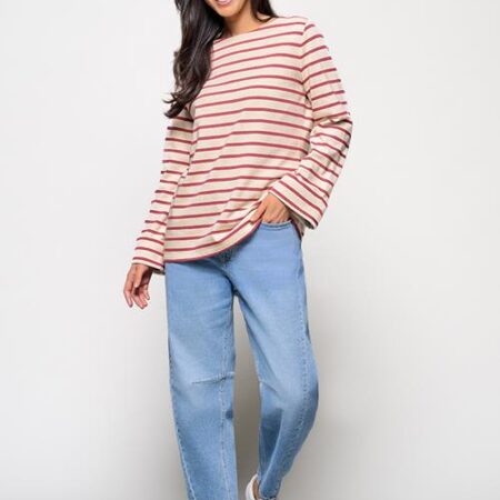 Caroline Tensen Chester Streep Top Ecru / Roze