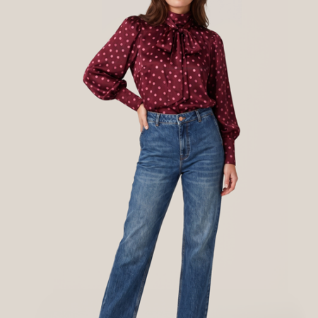 Caroline Tensen Clova Print Blouse Aubergine