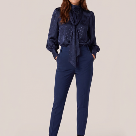 Caroline Tensen Clova Print Blouse Navy