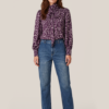 Caroline Tensen Clovey Print Blouse Aubergine / Lichtroze
