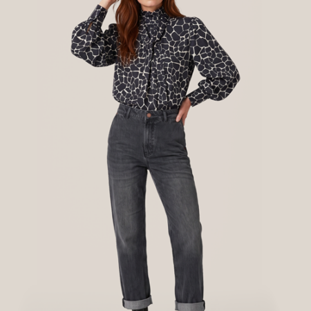 Caroline Tensen Clovey Print Blouse Offwhite / Zwart