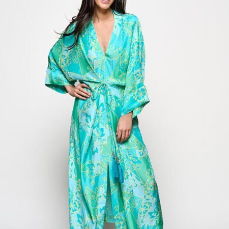 Caroline Tensen Islay Kimono Jurk Groen / Multi