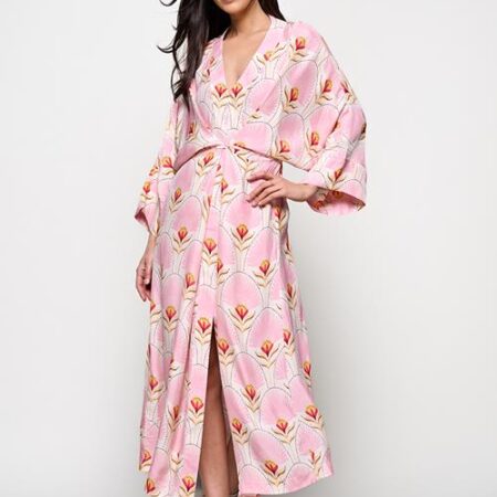 Caroline Tensen Islay Kimono Jurk Lichtroze / Multi