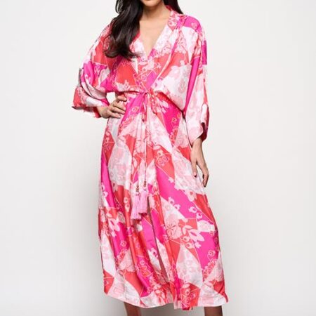 Caroline Tensen Islay Kimono Jurk Roze / Multi