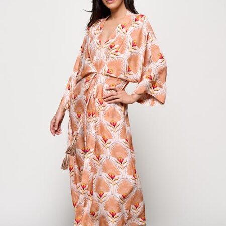 Caroline Tensen Islay Kimono Jurk Zand / Multi