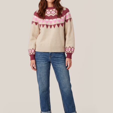 Caroline Tensen Kiruna Trui Aubergine / Lichtroze