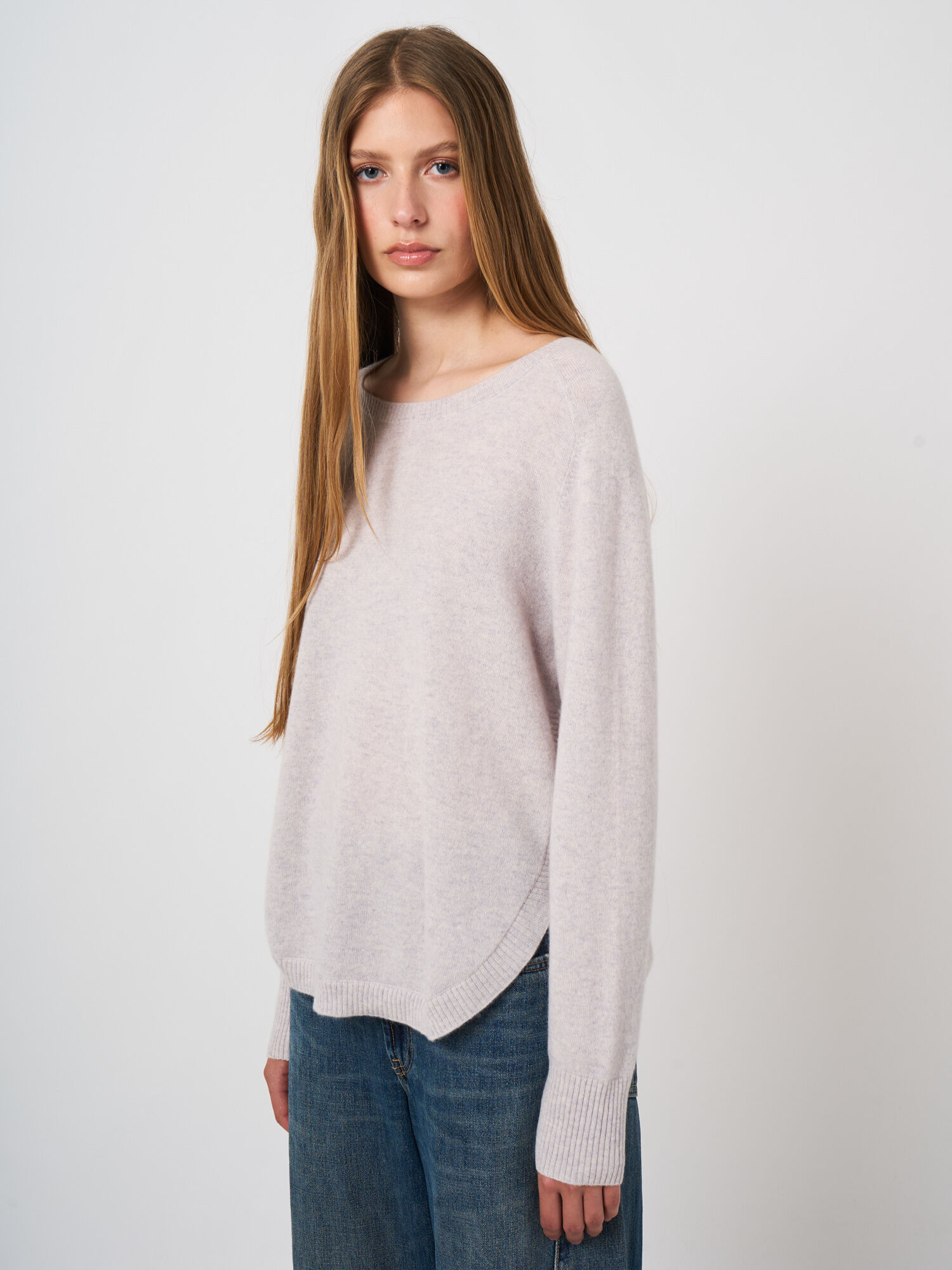 Cashmere boothalstrui met ronde zoom