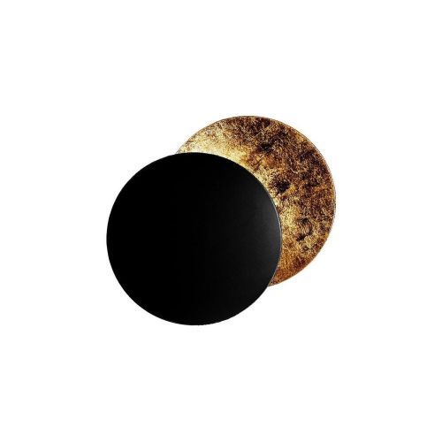 Lederam W Wandlamp - Zwart - Goud - 17 cm