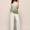 Cecile Top Offwhite / Olijfgroen