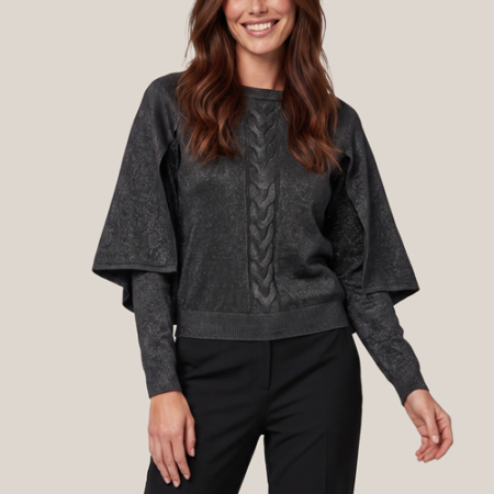 Clarice Lurex Cape Trui Zwart