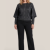 Clarice Lurex Cape Trui Zwart Maxi