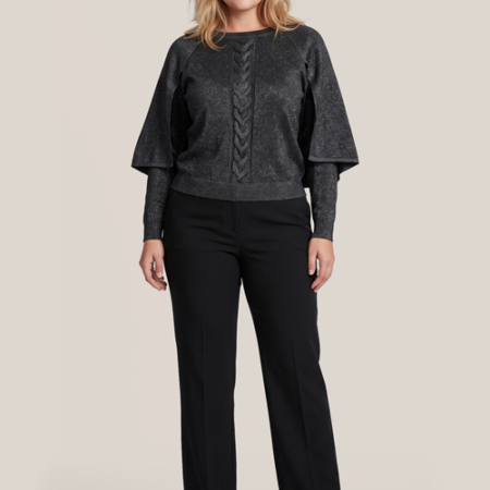 Clarice Lurex Cape Trui Zwart Maxi