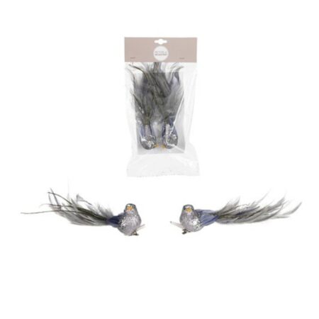 Clip vogel grijsblauw 2 stuks - L20xB3