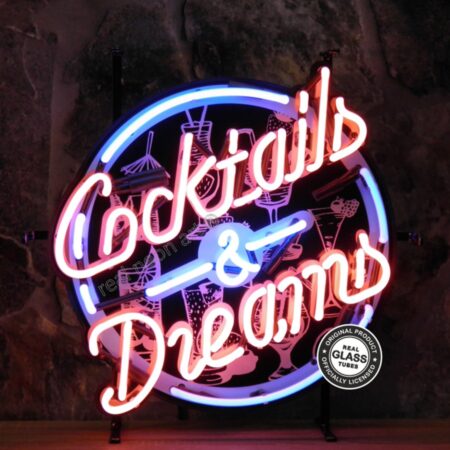 Cocktails & Dreams Neon Verlichting 50 x 50 cm - Roze