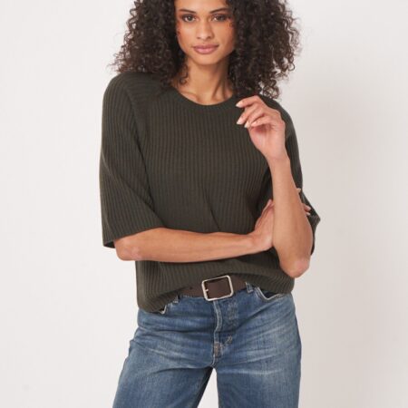 Cropped ribgebreide trui met relaxte pasvorm