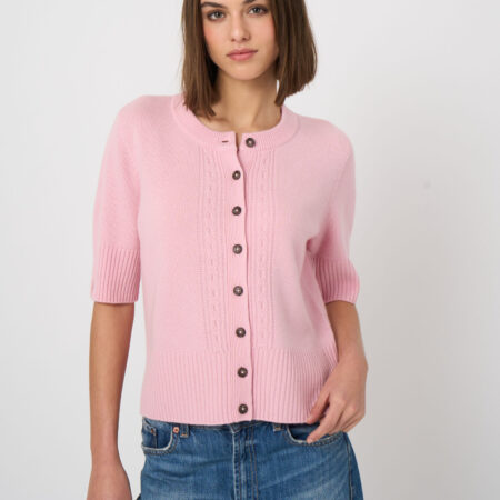 Cropped vest van biologisch kasjmier met kabelpatroon