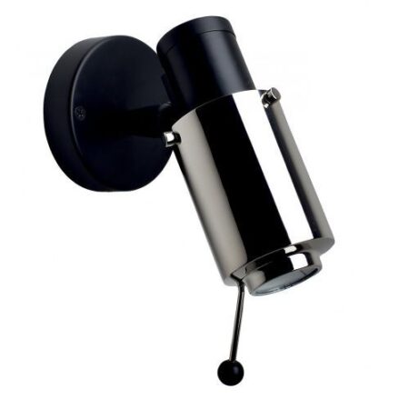 Biny Spot Bulb Wandlamp - Zwart/nikkel - met stokje - zonder schakelaar