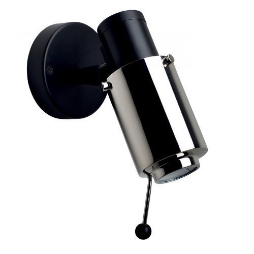 Biny Spot Bulb Wandlamp - Zwart/nikkel - met stokje - zonder schakelaar