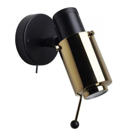 Biny Spot Led Wandlamp - Zwart/goud - met stokje - met schakelaar