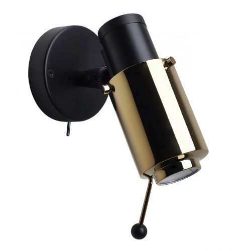 Biny Spot Led Wandlamp - Zwart/goud - met stokje - met schakelaar