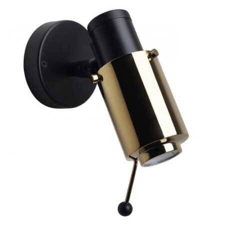 Biny Spot Led Wandlamp - Zwart/goud - met stokje - zonder schakelaar