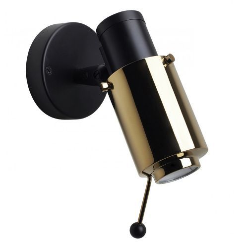 Biny Spot Led Wandlamp - Zwart/goud - met stokje - zonder schakelaar