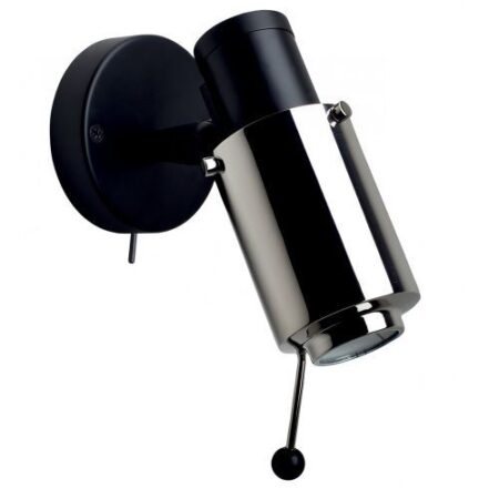 Biny Spot Led Wandlamp - Zwart/nikkel - met stokje - met schakelaar