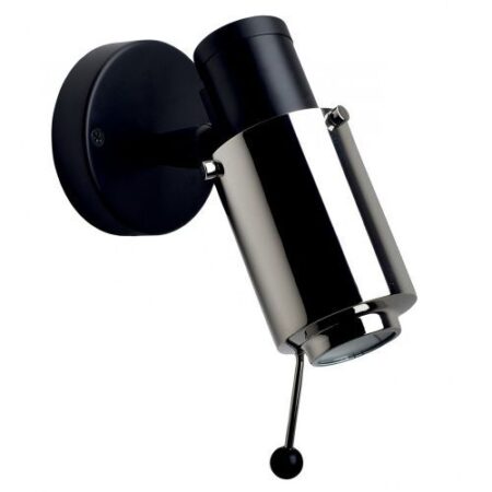 Biny Spot Led Wandlamp - Zwart/nikkel - met stokje - zonder schakelaar