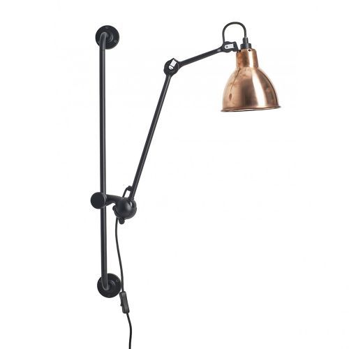 Lampe Gras N210 Round Wandlamp - Rauw koper/wit