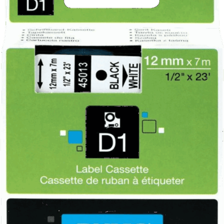 DYMO D1 12mm x 7m Zwart Wit Labels