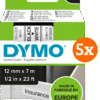 DYMO D1 12mm x 7m Zwart Wit Labels 5-pack