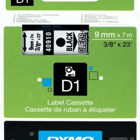 DYMO D1 9mm x 7m Zwart Wit Labels