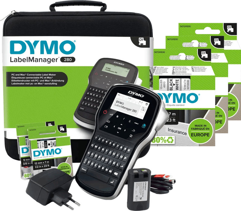 DYMO LabelManager 280 Case Kit Qwerty + 3 extra labels
